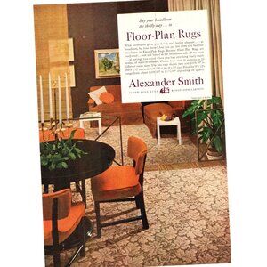 1951 Alexander Smith Rugs and Carpet Vintage Print Ad 50s Home Interior Wall Art
